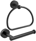 Leyden Matte Black Toilet Paper Holder and Hand Towel Holder, 2 Pieces Bathroom by Leyden