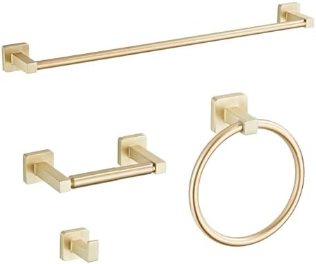 Brusehd Light Gold Bathroom Hardware Set 4 Pieces, Bathroom Accessories Set by bluebyrne