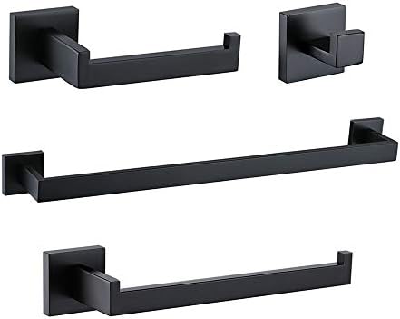 TURS 4-Piece Bathroom Hardware Set Black Towel Bar Set Stainless Steel Towel by TURS