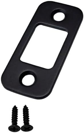 Solid Brass Deadbolt Strike Plate, Door Backplate, Round Corner, Matte Black by QCAAHardware