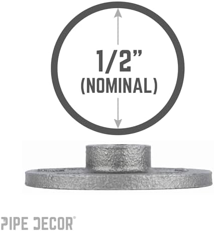 PIPE DECOR 1/2" Malleable Iron Floor Flange 12 Pack, Industrial Steel Grey Fits - Image 4