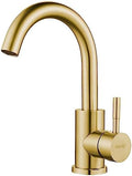 Wet Bar Sink Faucet Single Hole Brushed Gold, Modern Single Handle Bathroom by KOHONBY