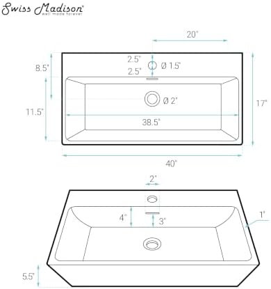 Claire 40” Rectangle Wall-Mount Bathroom Sink - Image 4