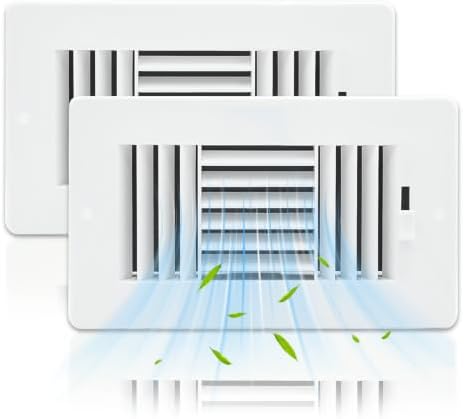 2 Pack 8x4 Inch FanGoFast Ceiling Register Wall Vent 3-Way Plastic Sidewall by FanGoFast