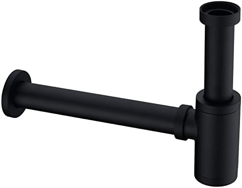 Matte Black Bottle P Trap Bathroom Sink, 1 1/4 by DIKUROOMS