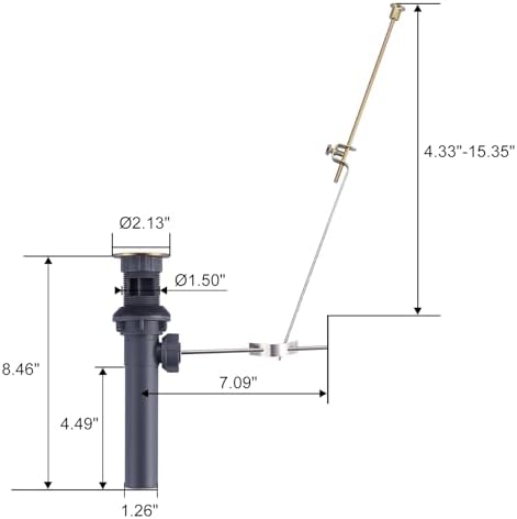 Bathroom Sink Drain with Lift Rod, Brushed Gold Sink Drain with Overflow - Image 4