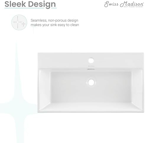 Claire 30" Rectangle Wall Mount Bathroom Sink in Glossy White - Image 6