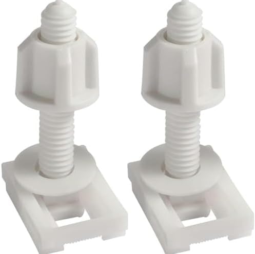 2Pcs White Plastic Toilet Seat Screws and Nuts by Unknown