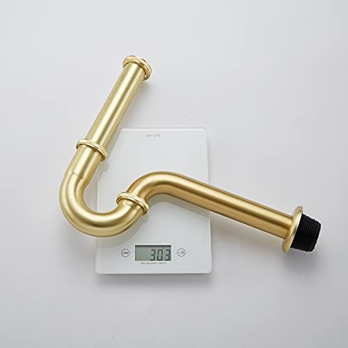 Bathroom Basin Sink Bottle P Trap, Brass U-Shape 1-1/4 inch Slip Inlet Drain - Image 6