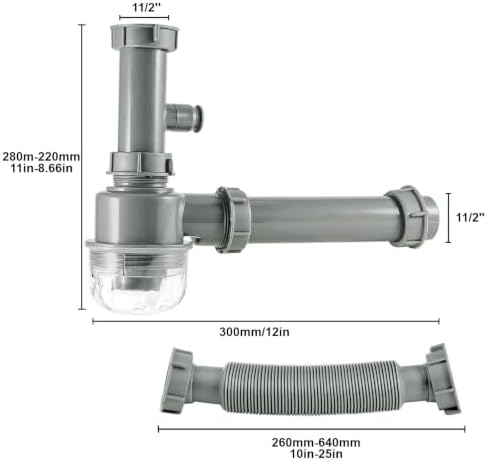 Kitchen Sink P-Trap Kit, 1-1/2 Inch Adjustable Drain Pipe - Image 2
