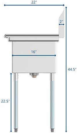 KoolMore 2 Compartment Stainless Steel NSF Commercial Kitchen Prep & Utility - Image 4