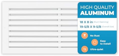 Rustproof 18 x 8 Inch Aluminum Vent Cover – Quiet Return Air Grille by Air360