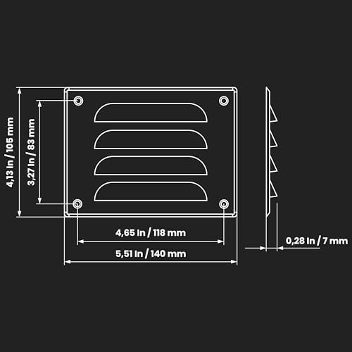 Repa Market 5.5" x 4" Inch Black Air Vent Cover - Image 2