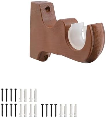 6 Pcs Brown Wood Curtain Rod Brackets Hangers Wooden Rod Holders - Image 3