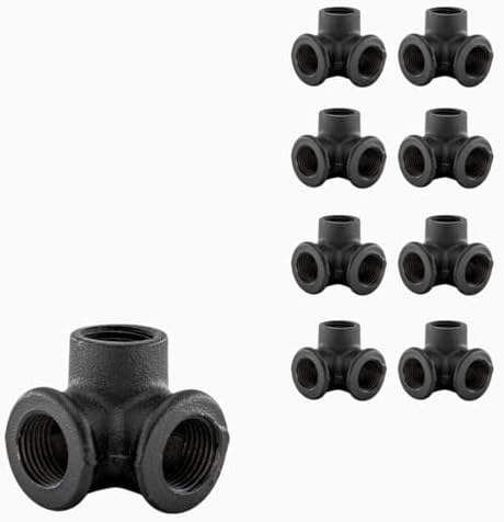 1/2" 3-WAY ELBOW Industrial Threaded Black Iron Pipe Fittings; Black Satin by PRIMPIPEWORKS