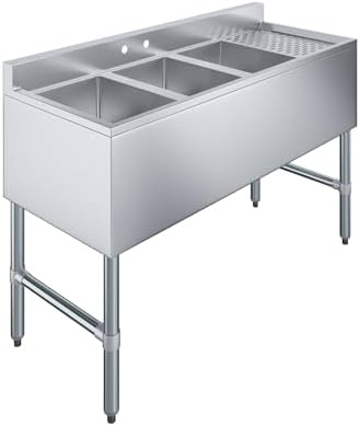 AmGood 48 in. x 18-3/4 in. Three Compartment Under Bar Sink by AmGood