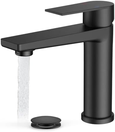 FORIOUS Single Hole Bathroom Faucet Black Matte, Commercial Faucet by FORIOUS