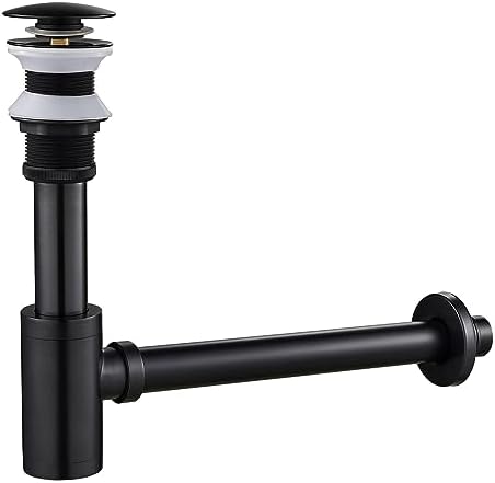 Solid Brass Adjustable 1-1/4 Bottle Trap Without Overflow Drain Stopper Set by DROPINKITCHENSINK