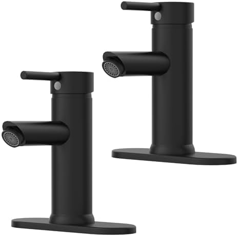 2 Pack Bathroom Faucet for 1 or 3 Holes, Matte Black by Greenspring