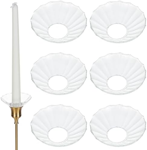 GORGECRAFT 6Pcs Candle Glass Bobeches Candlestick Holders Ribbed Candle Drip by GORGECRAFT