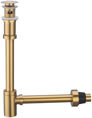 RANDOM Brass P Trap with Bathroom Sink Stopper Kit With Overflow, Champagne by RANDOM