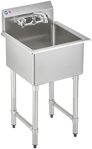 WILPREP 1-Compartment Sink, Freestanding Single Bowl Utility Sink, Work Station by Wilprep