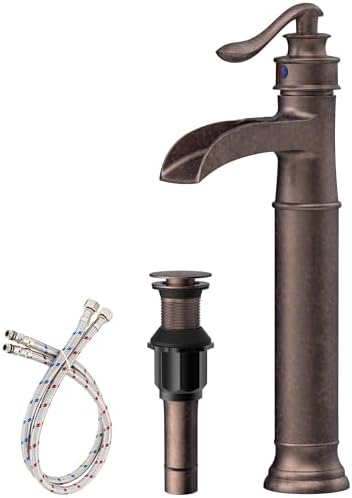 Vessel Sink Faucet Copper Tall Bathroom Faucets Waterfall Single Handle by Homevacious