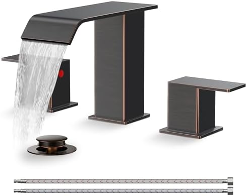 FORIOUS Bathroom Faucets 3 Hole 8 Inch Widespread Sink Oil Rubbed Bronze by FORIOUS