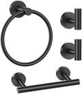 Matte Black Bathroom Hardware Set, Toilet Paper Holder, Towel Ring & Hooks by LairuierBathroomHardwareSet