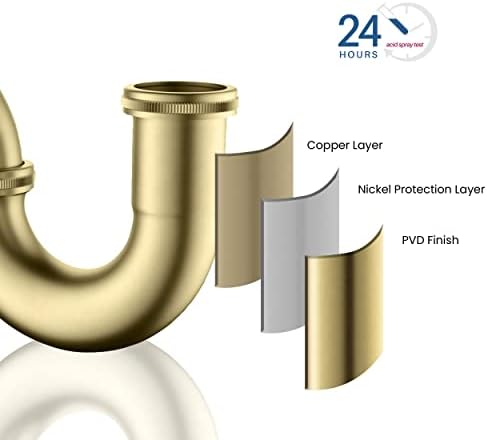 KIBI Bottle P-Trap for Bathroom Sink, 1.5-inch | Decorative Brass Waste Drain - Image 6