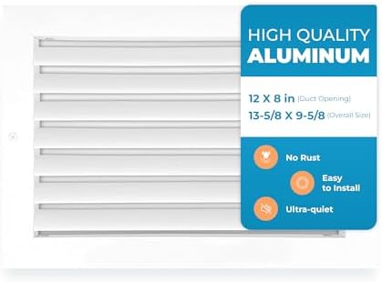 Rustproof 12 x 8 Inch Aluminum Vent Cover – Quiet Return Air Grille by Air360