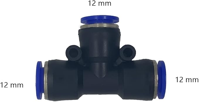 5 Pcs 12mm x 12mm x 12mm Pneumatic T Shaped 3 Way Tube Reducer Connector - Image 2