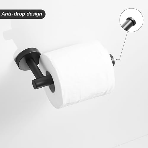 Leyden Matte Black Toilet Paper Holder and Hand Towel Holder, 2 Pieces Bathroom - Image 5