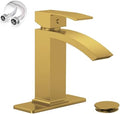 Brushed Gold Waterfall Bathroom Faucet by Greenspring