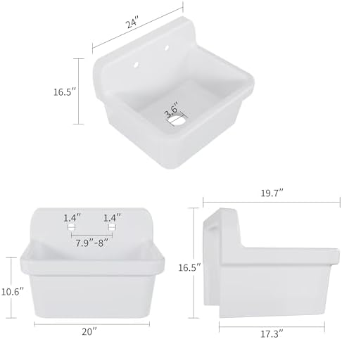 Garvee Utility Sink 24 x 20 Inch, Ceramic Laundry Sink - Image 2