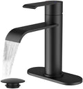 FORIOUS Waterfall Bathroom Faucet Single Hole Matte Black by FORIOUS