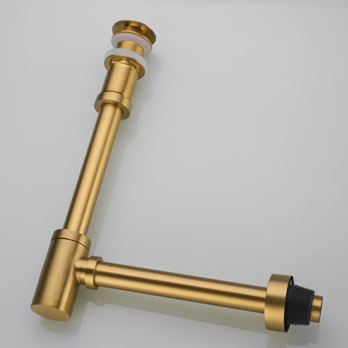 RANDOM Brass P Trap with Bathroom Sink Stopper Kit Without Overflow, Champagne - Image 6