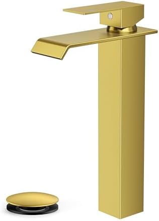 FORIOUS Vessel Tall Bathroom Sink Faucet 1 Hole Single Handle Brushed Gold by FORIOUS