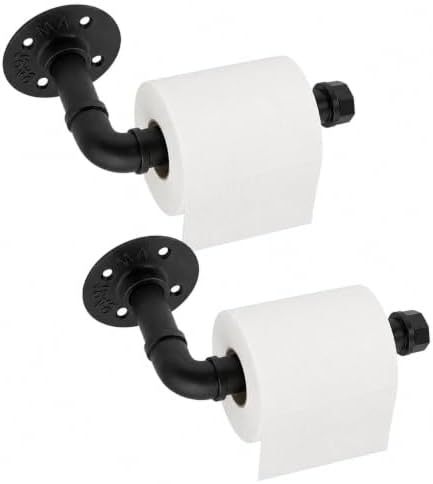 Industrial Pipe Toilet Paper Holder, Heavy Duty Rustic Iron Rack by Aailitefa