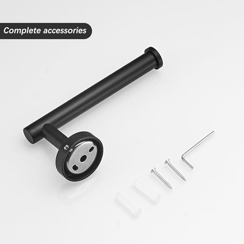 Leyden Matte Black Toilet Paper Holder and Hand Towel Holder, 2 Pieces Bathroom - Image 7