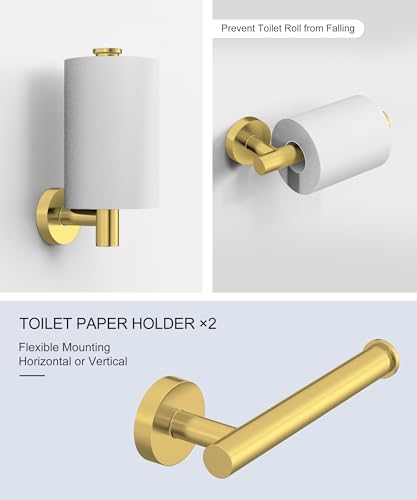 12Pcs Brushed Gold Bathroom Hardware Accessories Set SUS304 Stainless Steel - Image 6