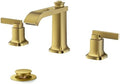 FORIOUS Bathroom Faucet 3 Hole Widespread Sink Faucets Brushed Gold by FORIOUS