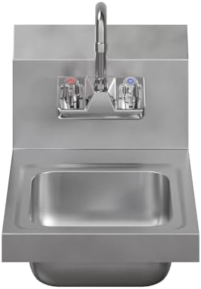 12" x 16" Stainless Steel Hand Sink | Commercial Wall Mount Hand Basin - Image 2