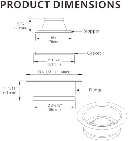 Champagne Bronze Kitchen Sink Garbage Disposal Flange and Stopper - Image 2