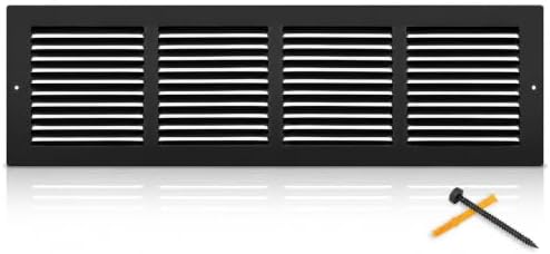 24x6 Black Steel Return Air Grille, Fits 24"W x 6"H Duct Opening by SmartSolutionsforHome