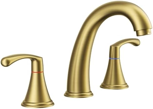 FORIOUS Bathroom Sink Faucet 3 Hole Widespread 8 Inch 2 Handle Brushed Gold by FORIOUS