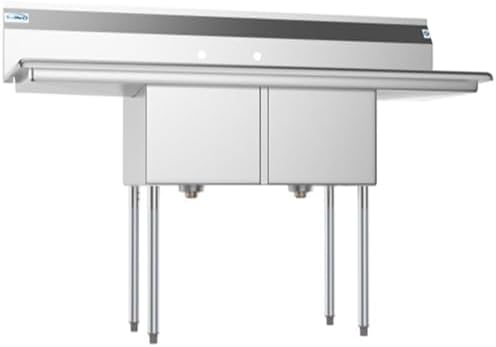 KoolMore 2 Compartment Stainless Steel NSF Commercial Kitchen Prep & Utility - Image 3