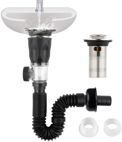 Bathroom Sink Drain Kit with Pipe & Pop-Up Strainer Stopper, Brushed Nickel by iFealClear