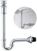Brass P Trap with Pop Up Drain Stopper With Overflow, U-Shape 1 1/4 Slip Joint by SEABEFORE
