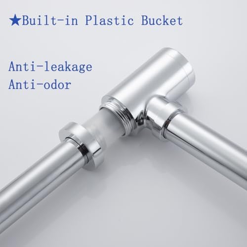 Bathroom Sink P-Trap Solid Brass 1-1/4 Bottle Trap Sink Drain Tube - Image 5